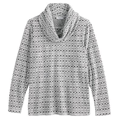 Women's Croft & Barrow® Print Cowlneck Sweater