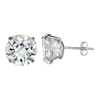 Forever 14K White Gold Round Cubic Zircoinia Stud Earrings