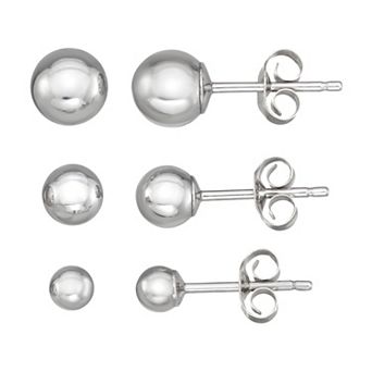 Forever 14K White Gold Graduated Ball Earring Set