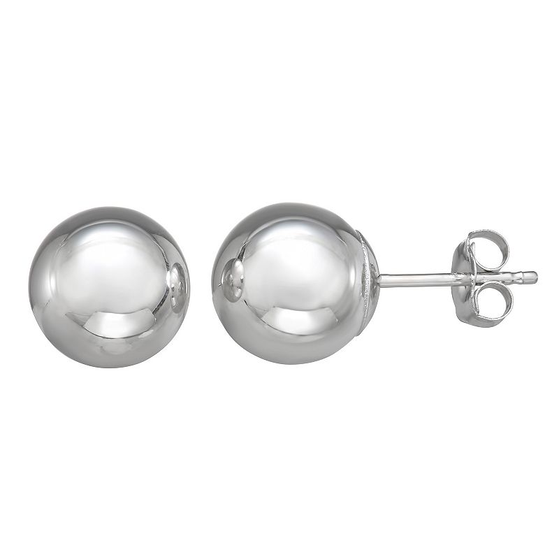 Forever 14K White Gold Ball Earrings, Womens, Silver