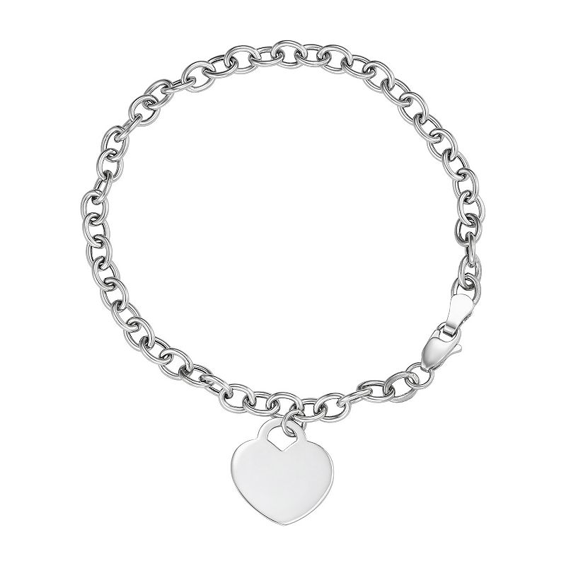 Forever 14K 10K White Gold Heart Bracelet, Womens, Size: 7.5