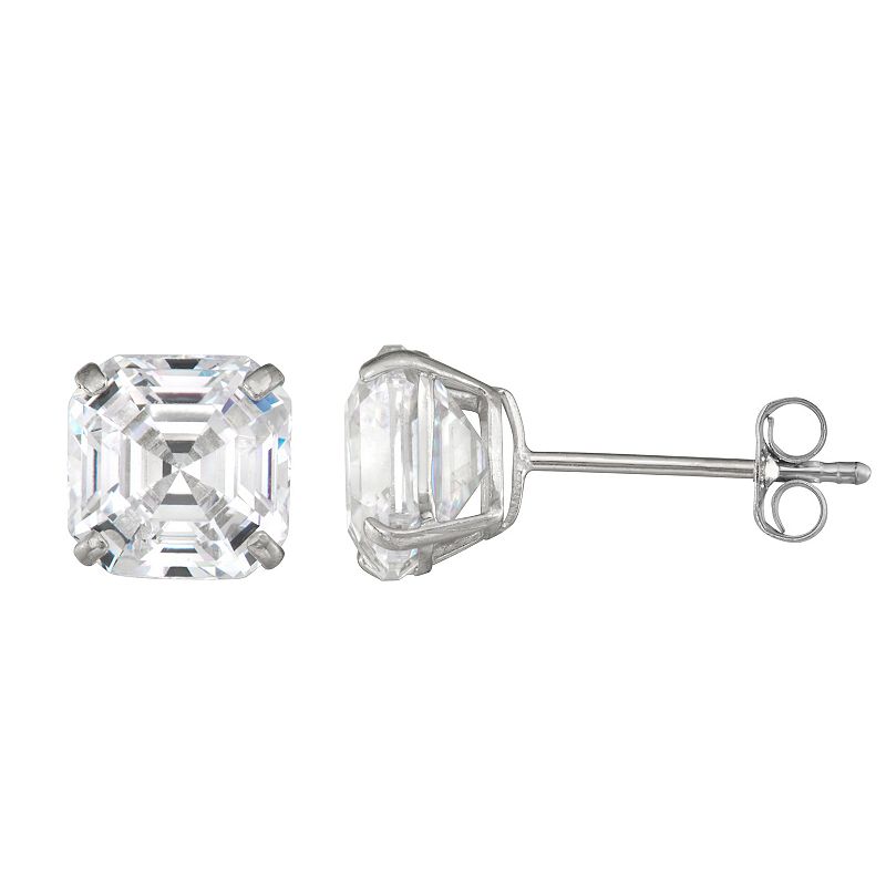 Forever 14K White Gold Ascher Cut Cubic Zirconia Earrings, Womens, Yellow