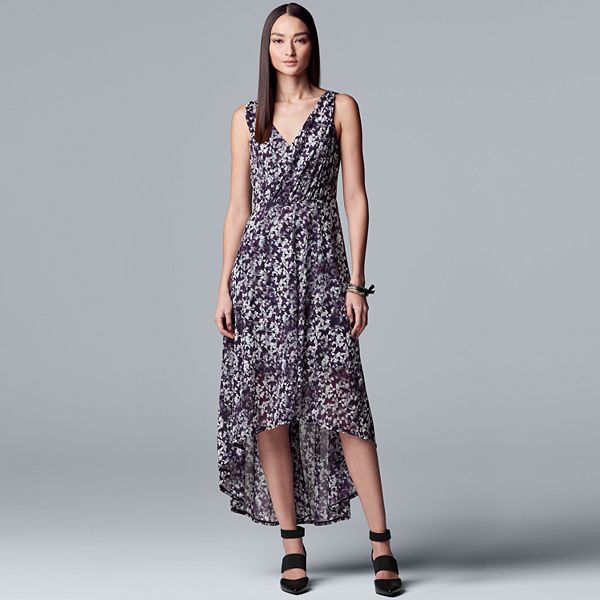 Petite Simply Vera Vera Wang Floral High Low Hem Dress