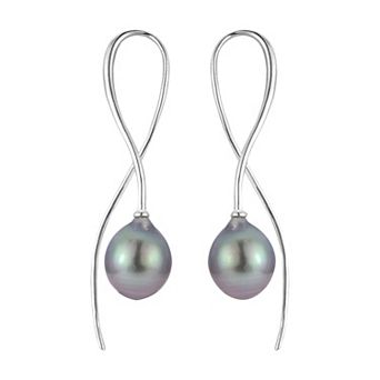PearLustre by Imperial Sterling Silver Tahitian Cultured Pearl Twist Earrings