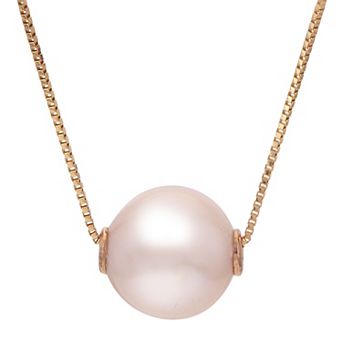 PearLustre by Imperial 14Kt Rose Gold Pink Freshwater Cultured Pearl Solitaire Necklace