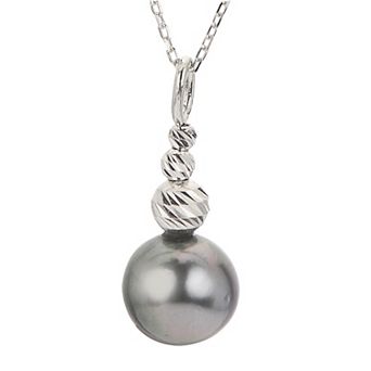 PearLustre by Imperial Sterling Silver Brilliance Bead & Tahitian Cultured Pearl Pendant Necklace