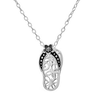 PRIMROSE Sterling Silver Filigree Flower Flip Flop Pendant