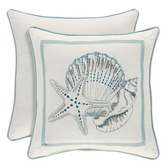 Royal Court Water's Edge Aqua Square Decorative Throw Pillow