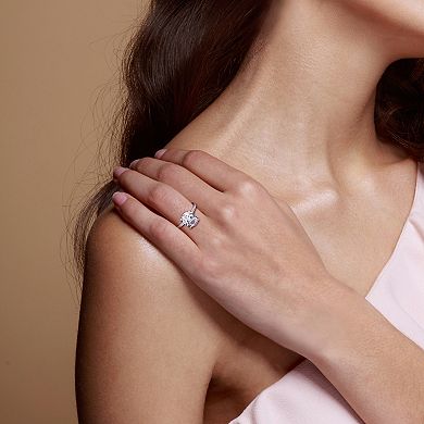 Stella Grace 10K White Gold Lab Created White Sapphire & 1/10 Carat T.W. Diamond Engagement Ring