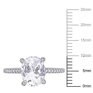 Stella Grace 10K White Gold Lab Created White Sapphire & 1/10 Carat T.W. Diamond Engagement Ring