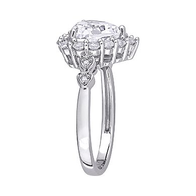 Stella Grace 10K White Gold Lab Created White Sapphire & Diamond Accent Halo Engagement Ring