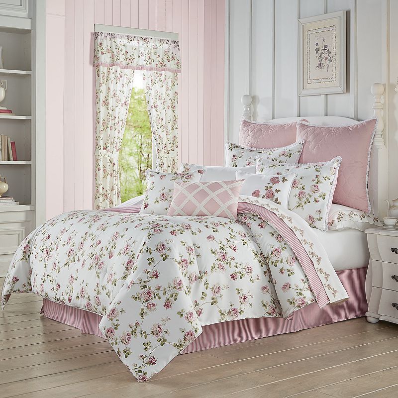 Royal Court Rosemary Rose 4-Piece Comforter Set, Pink, Queen