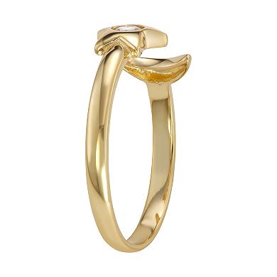 10K Gold Cubic Zirconia Star & Moon Toe Ring