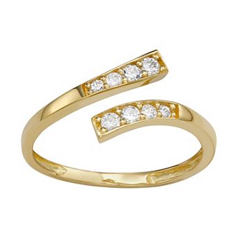 10K Gold Cubic Zirconia Bypass Toe Ring