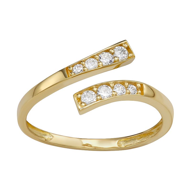 10K Gold Cubic Zirconia Bypass Toe Ring, Womens