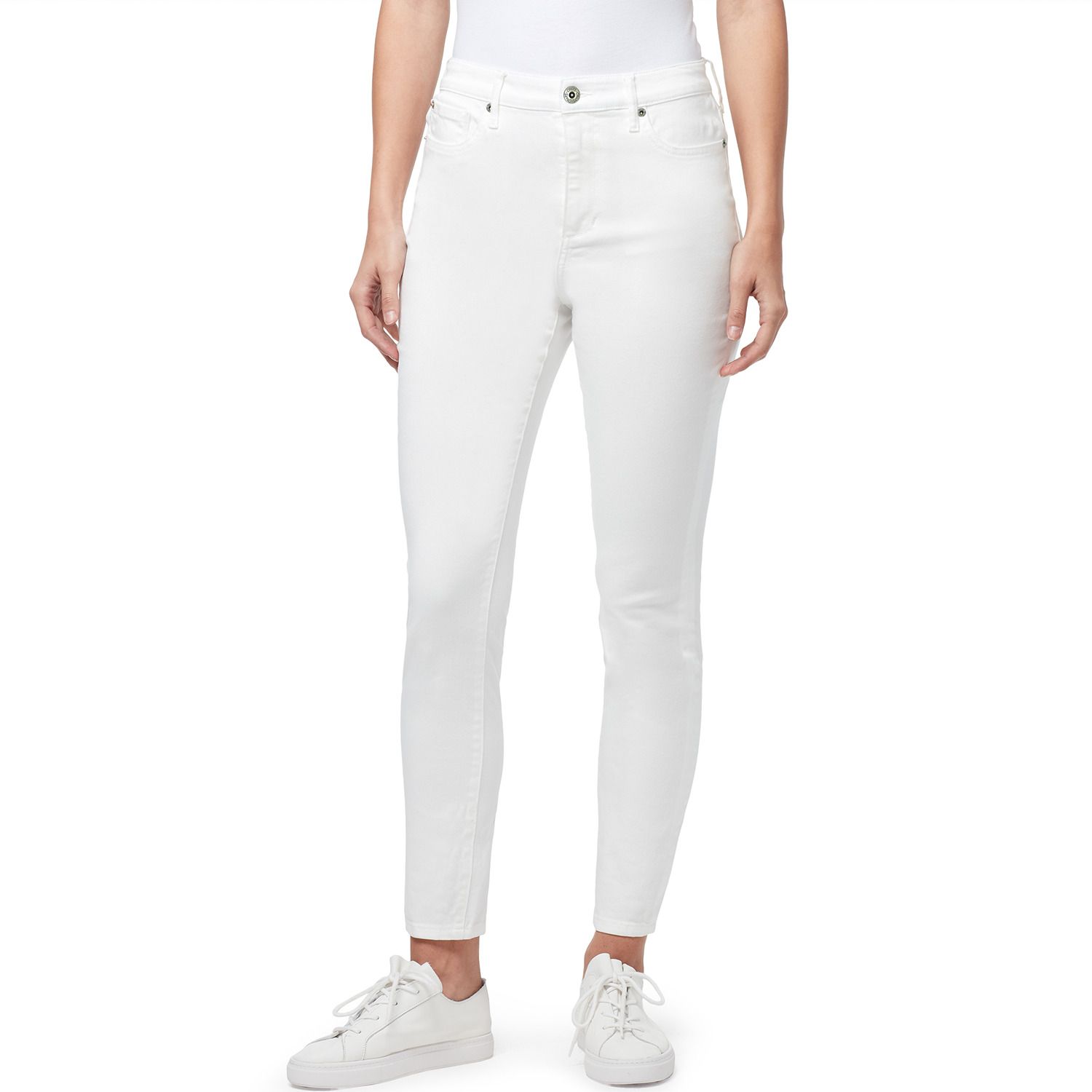 high rise white skinny jeans