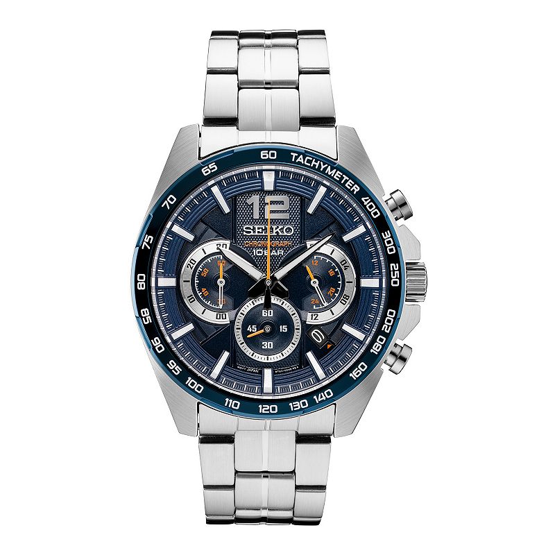 Seiko Men's Stainless Steel Chronograph Watch - SSB345, Size: Large, Silver Tone