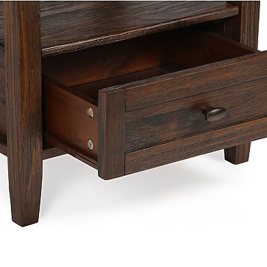 Simpli Home Warm Shaker Rectangle Rustic End Side Table