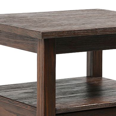 Simpli Home Warm Shaker Rectangle Rustic End Side Table