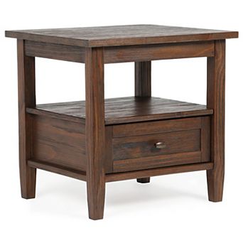 Simpli Home Warm Shaker Rectangle Rustic End Side Table