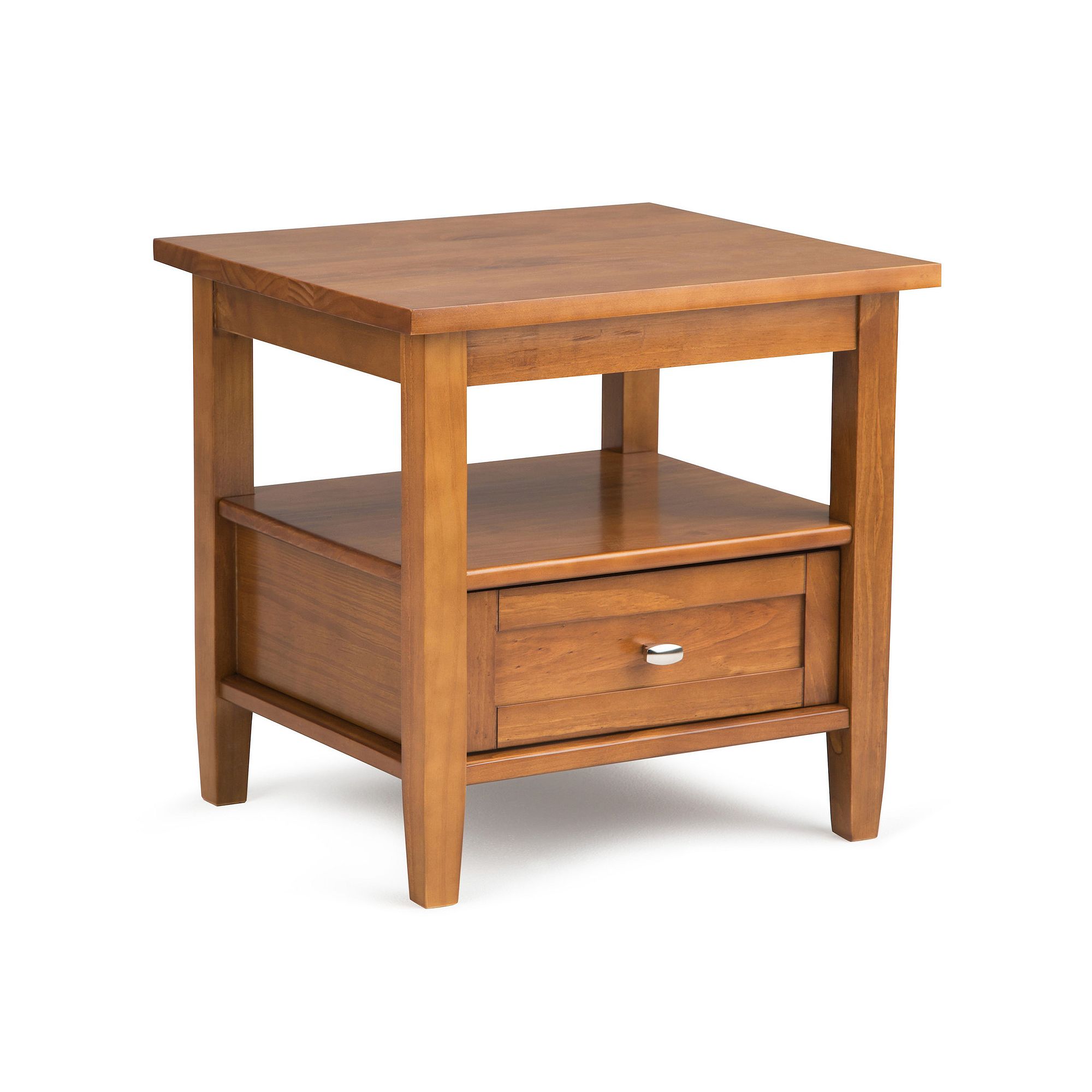 Simpli Home Warm Shaker Rectangle Rustic End Side Table, Light Golden Brown