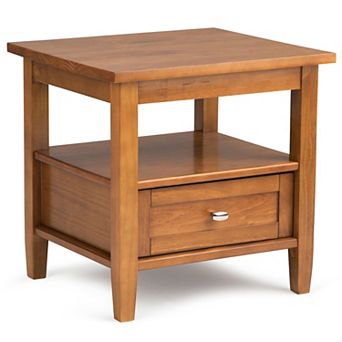 Simpli Home Warm Shaker Rectangle Rustic End Side Table