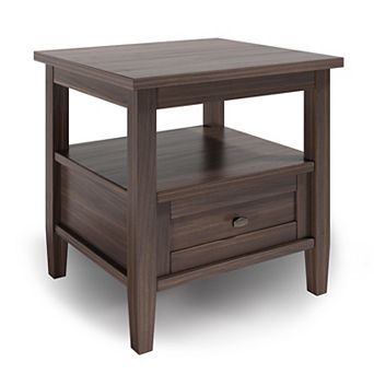 Simpli Home Warm Shaker Rectangle Rustic End Side Table