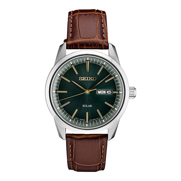 Seiko men's leather strap sales watches