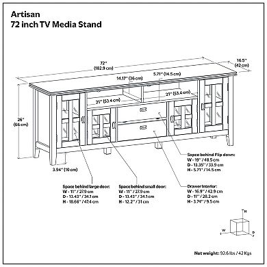 Simpli Home Artisan Contemporary 2 Drawer TV Media Stand