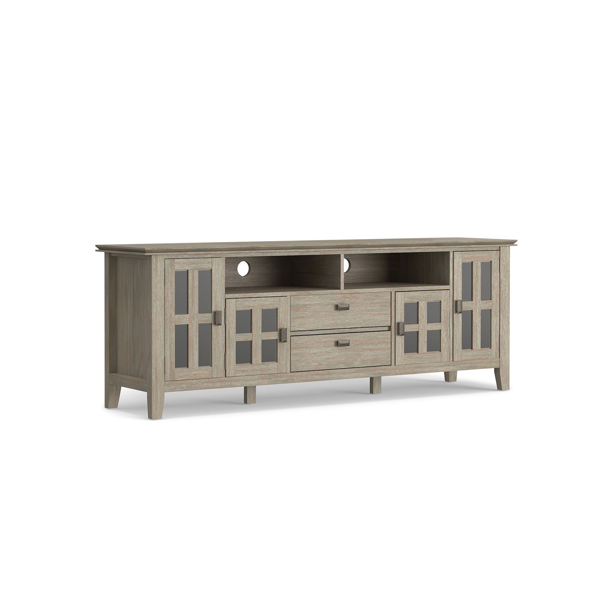 Simpli Home Artisan Contemporary 2 Drawer TV Media Stand, Distressed Gray