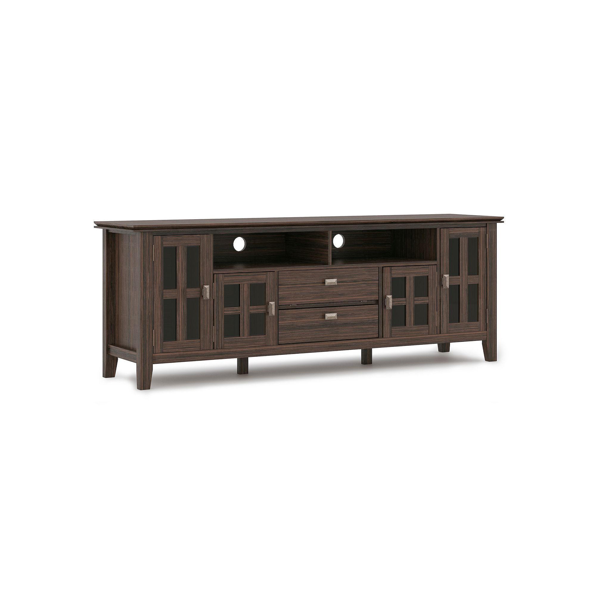 Simpli Home Artisan Contemporary 2 Drawer TV Media Stand, Farmhouse Brown