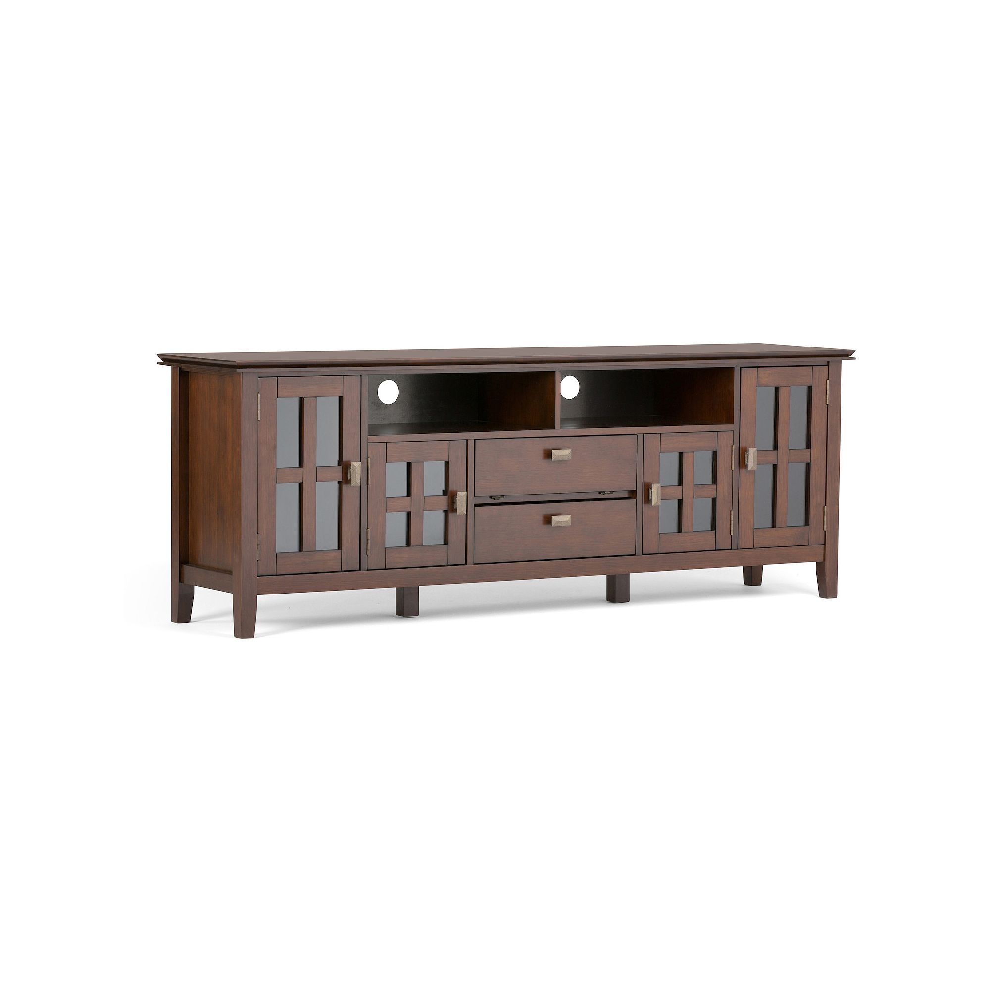 Simpli Home Artisan Contemporary 2 Drawer TV Media Stand, Russet Brown