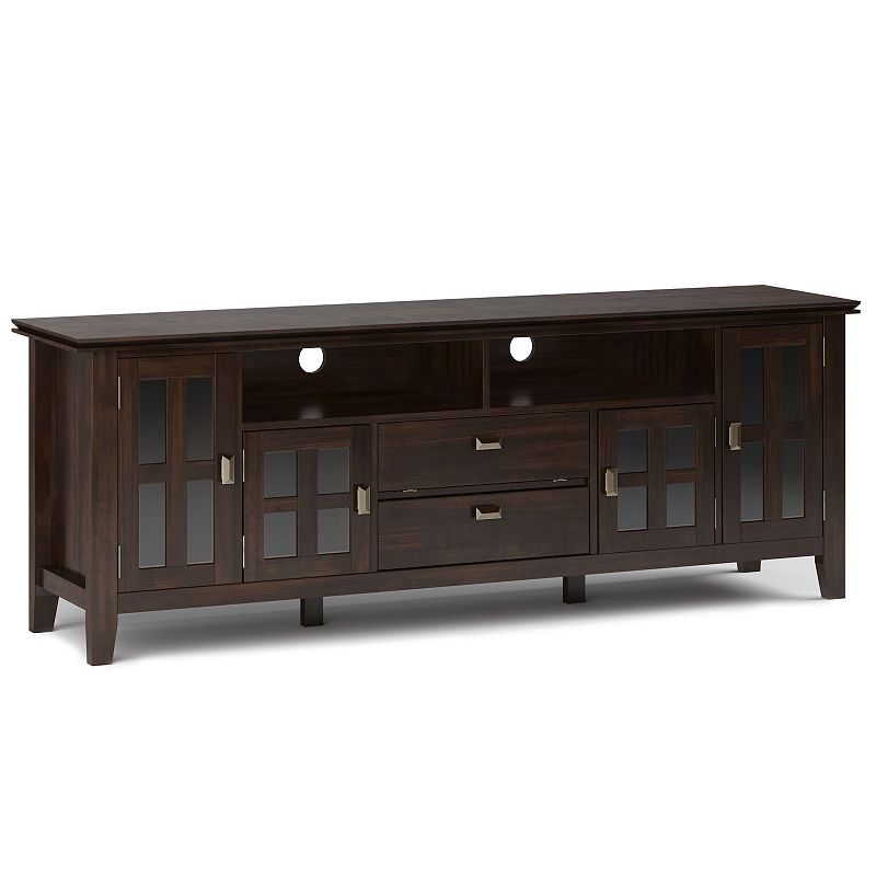 Simpli Home Artisan Contemporary 2 Drawer TV Media Stand, Black Brown