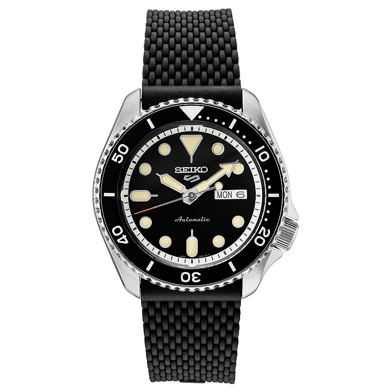 Seiko Men's Black Silicone Automatic Watch - SRPD95, Size: 43MM