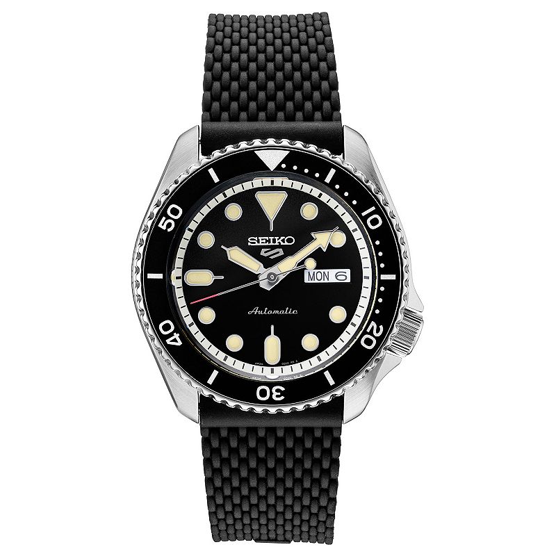 Seiko Mens Black Silicone Automatic Watch - SRPD95, Size: Large