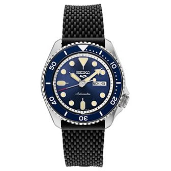 Seiko Men's Black Silicone Strap Automatic Watch - SRPD93
