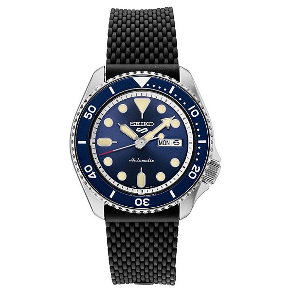 Seiko Men's Black Silicone Strap Automatic Watch - SRPD93