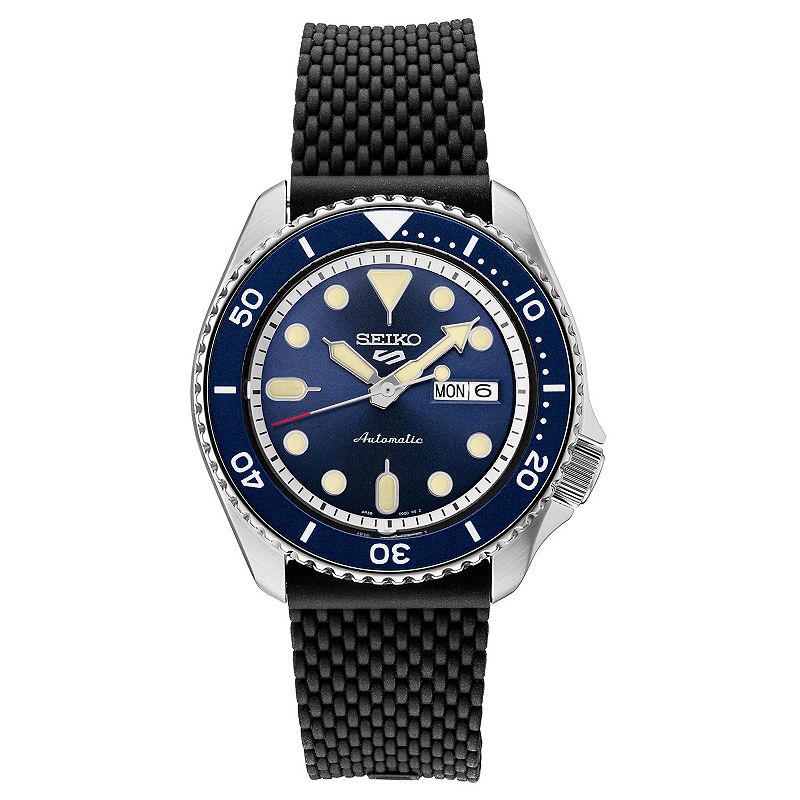 Seiko Men's Black Silicone Strap Automatic Watch - SRPD93, Size: Large