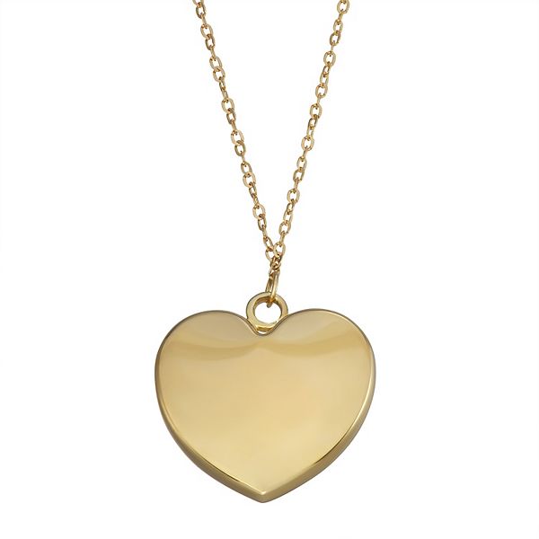 10k Gold Polished Puffed Heart Pendant Necklace