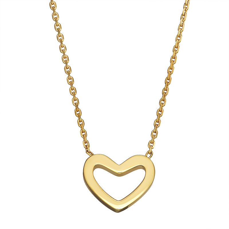 10k Gold Polished Open Heart necklace, Womens, Size: 16-18 ADJ, Yellow