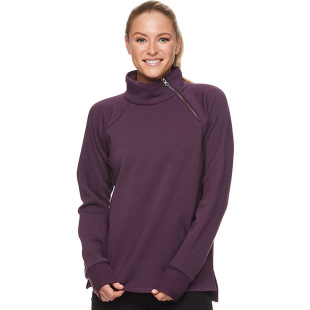 Women's Gaiam Asymmetrical-Zip Mockneck Fleece Top