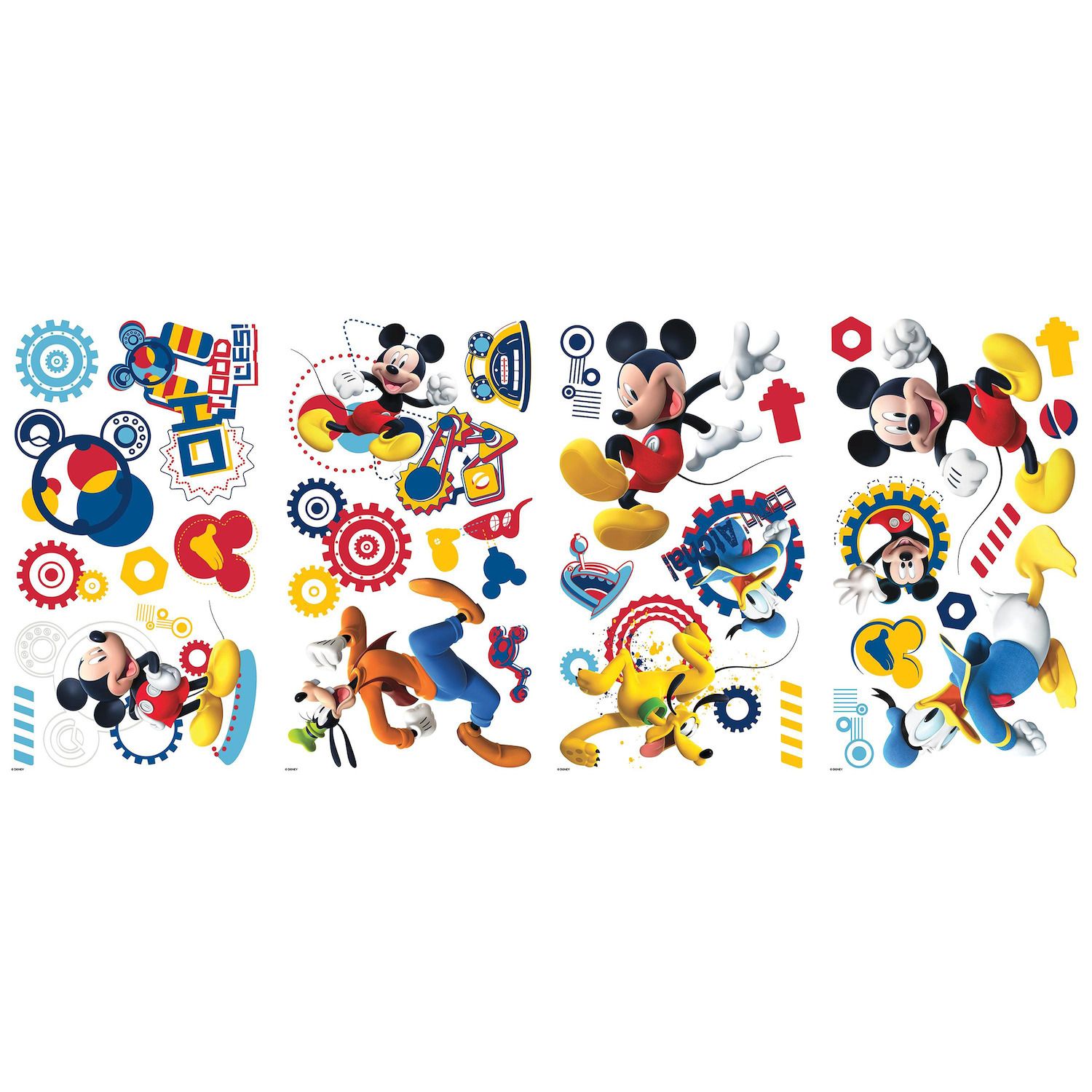 RoomMates 5 in. x 19 in. Mickey and Friends Mickey Mouse Peel and Stick Giant Wall Decal (9-Piece), Black