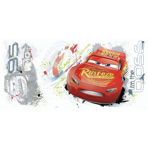Boys Giant Cars Wall Decal Roommates Disney Cars Lightning McQueen Wall Sticker 
