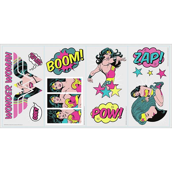 WONDER WOMAN POP ART Wall Decals ZAP BOOM Movie Room Decor Stickers CLASSIC New
