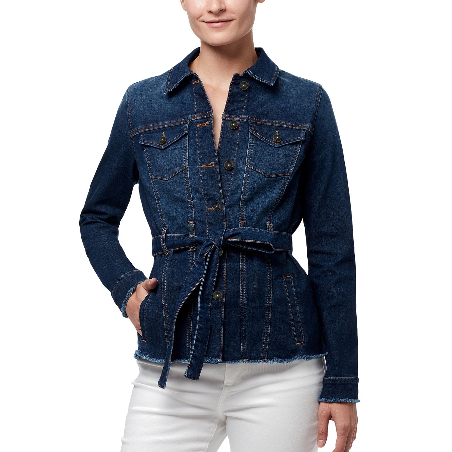 denim belted jacket