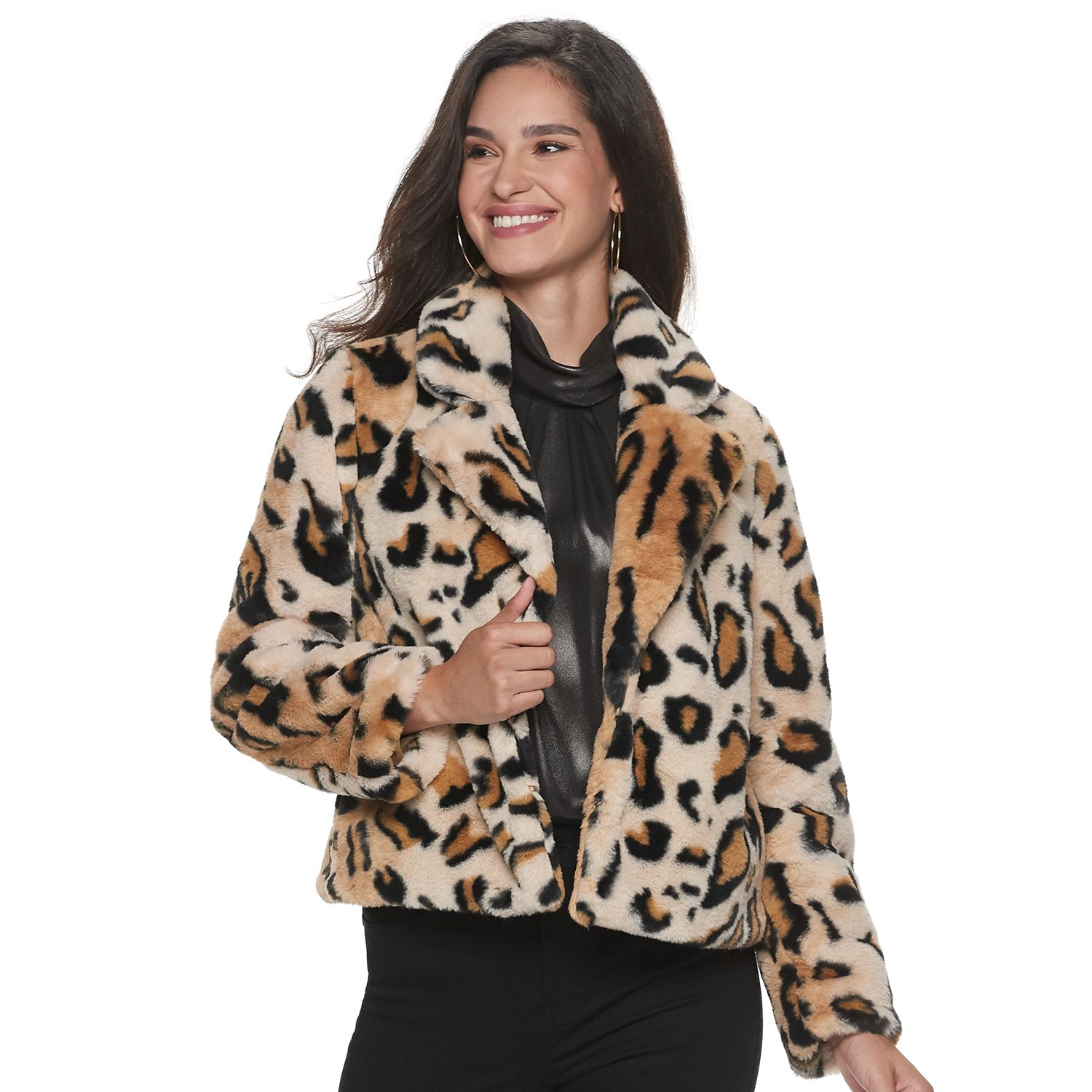 kohls black fur coat