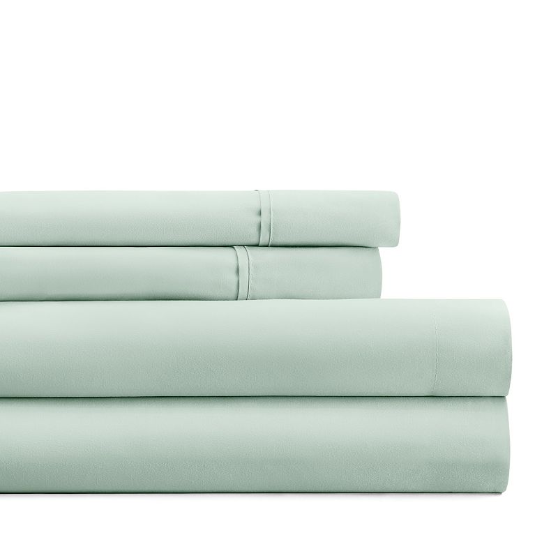 Noble Linens 4 Piece Solid Microfiber Bed Sheet Set  Mint  Queen
