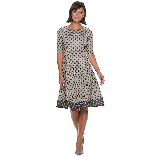 Women's ELLE™ Polka Dot Fit & Flare Dress