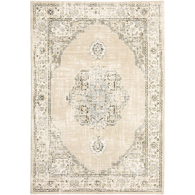 StyleHaven Alexander Vintage Medallion Rug, Beig/Green, 8X11 Ft