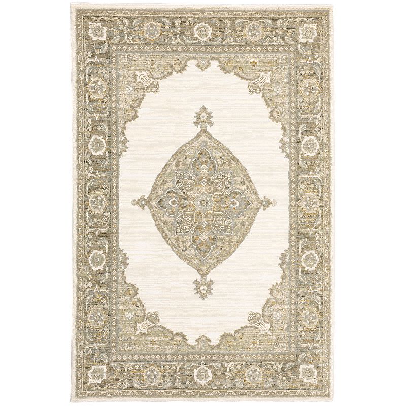 StyleHaven Alexander Distressed Medallion Rug, Beig/Green, 3X5 Ft